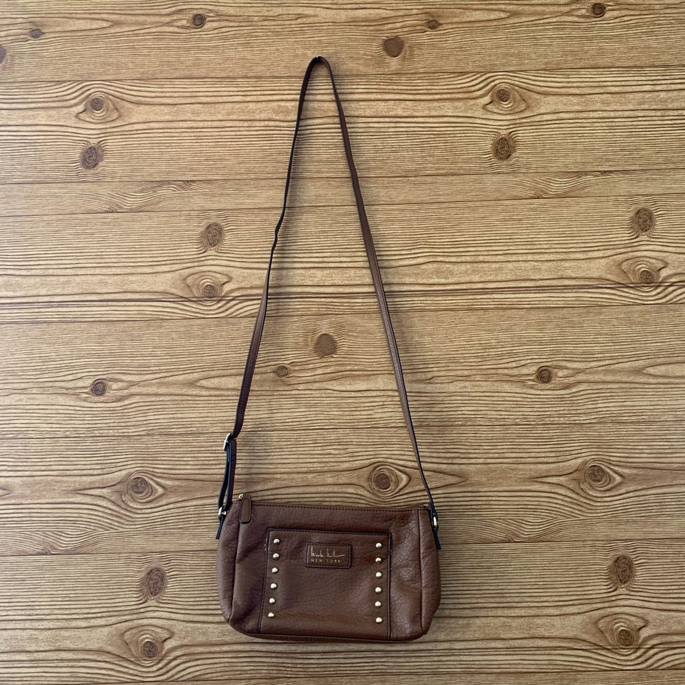 NICOLE MILLER VEGAN LEATHER CROSSBODY BROWN